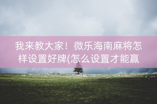 我来教大家！微乐海南麻将怎样设置好牌(怎么设置才能赢)