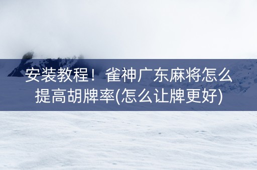 安装教程！雀神广东麻将怎么提高胡牌率(怎么让牌更好)