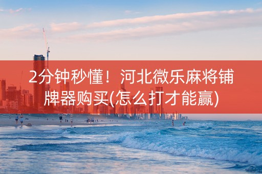 2分钟秒懂！河北微乐麻将铺牌器购买(怎么打才能赢)