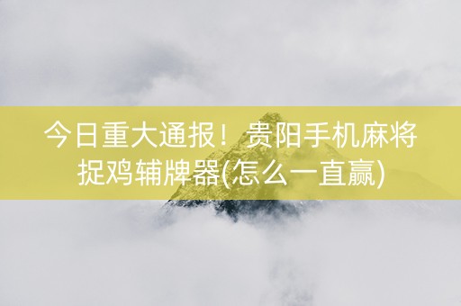 今日重大通报！贵阳手机麻将捉鸡辅牌器(怎么一直赢)