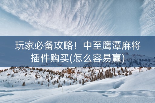 玩家必备攻略！中至鹰潭麻将插件购买(怎么容易赢)