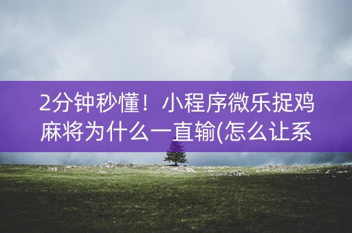 2分钟秒懂！小程序微乐捉鸡麻将为什么一直输(怎么让系统给好牌)