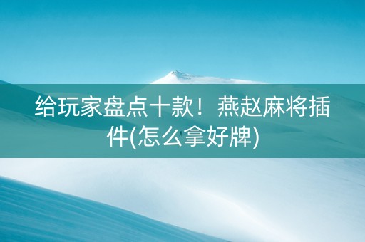 给玩家盘点十款！燕赵麻将插件(怎么拿好牌)