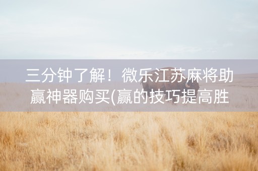 三分钟了解！微乐江苏麻将助赢神器购买(赢的技巧提高胜率)