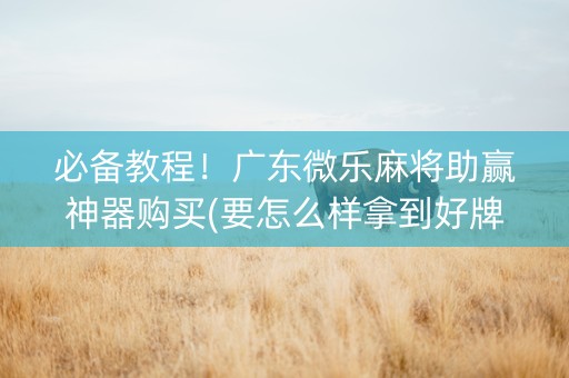 必备教程！广东微乐麻将助赢神器购买(要怎么样拿到好牌)