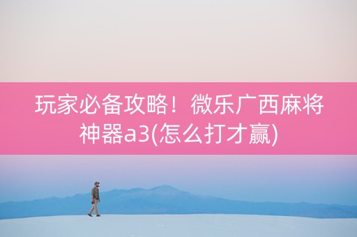 玩家必备攻略！微乐广西麻将神器a3(怎么打才赢)