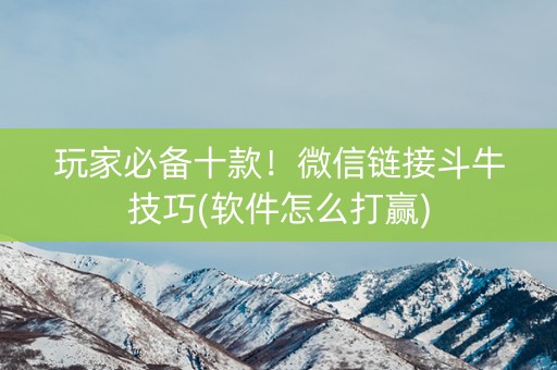 玩家必备十款！微信链接斗牛技巧(软件怎么打赢)