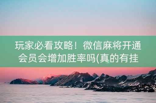 玩家必看攻略！微信麻将开通会员会增加胜率吗(真的有挂确实有挂)