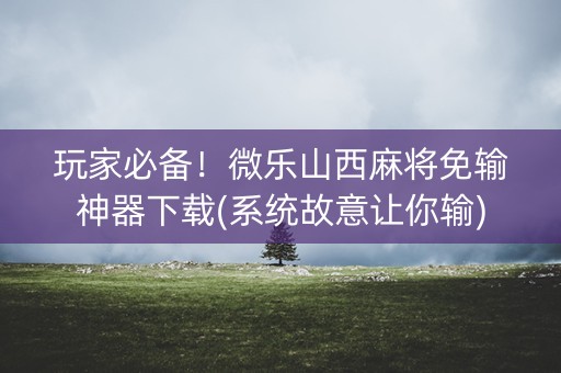 玩家必备！微乐山西麻将免输神器下载(系统故意让你输)