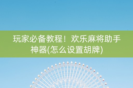 玩家必备教程！欢乐麻将助手神器(怎么设置胡牌)
