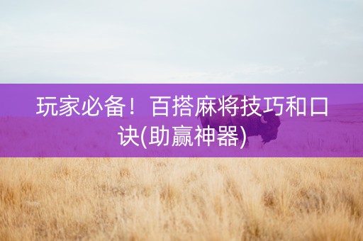 玩家必备！百搭麻将技巧和口诀(助赢神器)