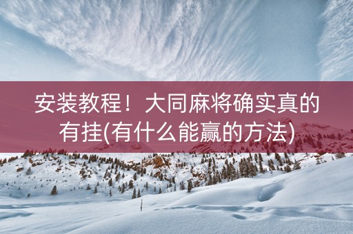 安装教程！大同麻将确实真的有挂(有什么能赢的方法)