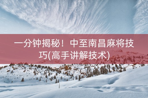 一分钟揭秘！中至南昌麻将技巧(高手讲解技术)
