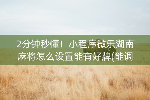 2分钟秒懂！小程序微乐湖南麻将怎么设置能有好牌(能调胜率吗)