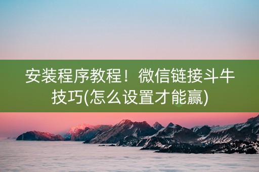 安装程序教程！微信链接斗牛技巧(怎么设置才能赢)