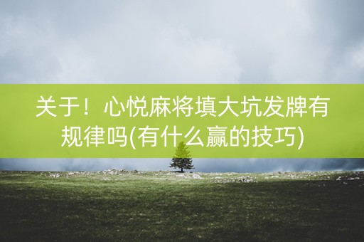 关于！心悦麻将填大坑发牌有规律吗(有什么赢的技巧)