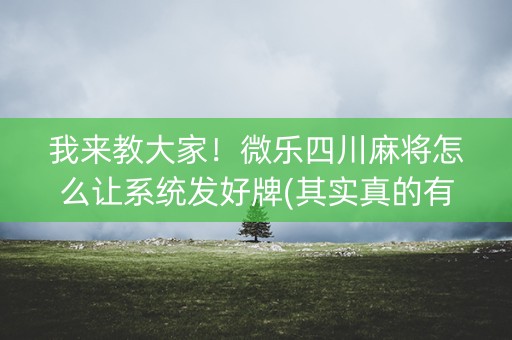 我来教大家！微乐四川麻将怎么让系统发好牌(其实真的有挂)