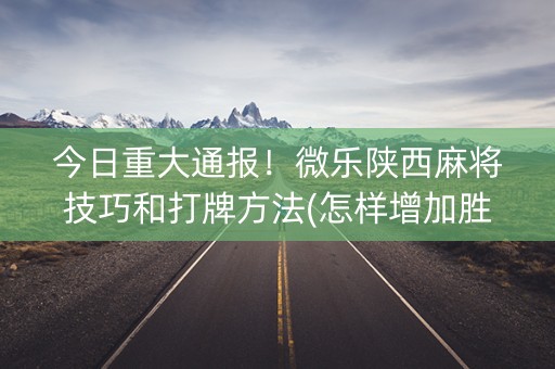 今日重大通报！微乐陕西麻将技巧和打牌方法(怎样增加胜率)