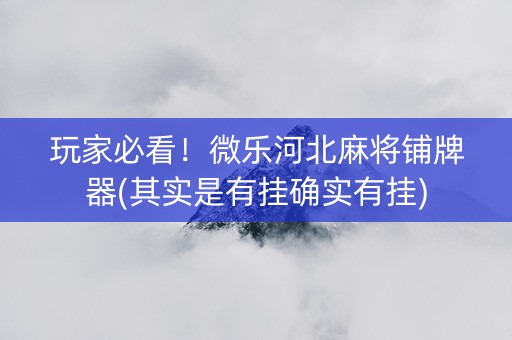 玩家必看！微乐河北麻将铺牌器(其实是有挂确实有挂)