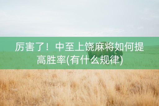 厉害了！中至上饶麻将如何提高胜率(有什么规律)