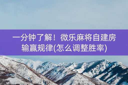 一分钟了解！微乐麻将自建房输赢规律(怎么调整胜率)