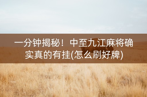 一分钟揭秘！中至九江麻将确实真的有挂(怎么刷好牌)