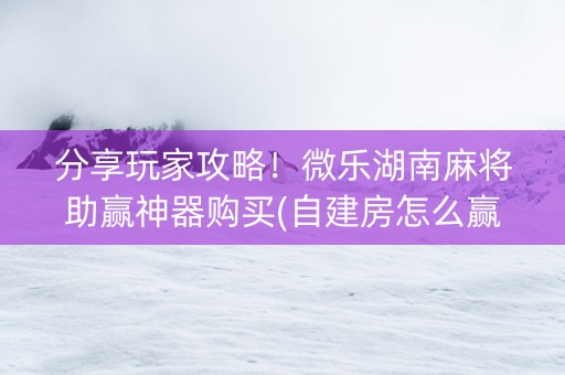 分享玩家攻略！微乐湖南麻将助赢神器购买(自建房怎么赢)