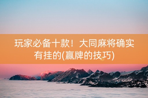 玩家必备十款！大同麻将确实有挂的(赢牌的技巧)
