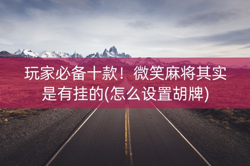 玩家必备十款！微笑麻将其实是有挂的(怎么设置胡牌)