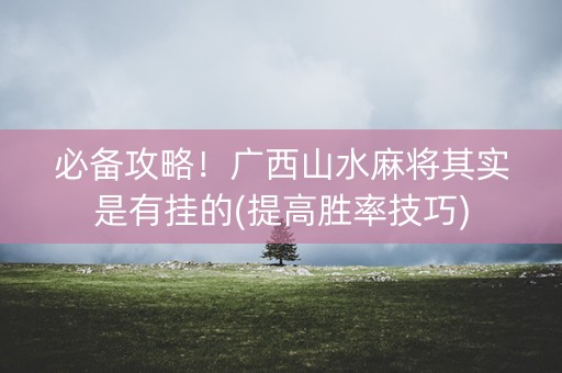 必备攻略！广西山水麻将其实是有挂的(提高胜率技巧)