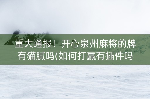 重大通报！开心泉州麻将的牌有猫腻吗(如何打赢有插件吗)
