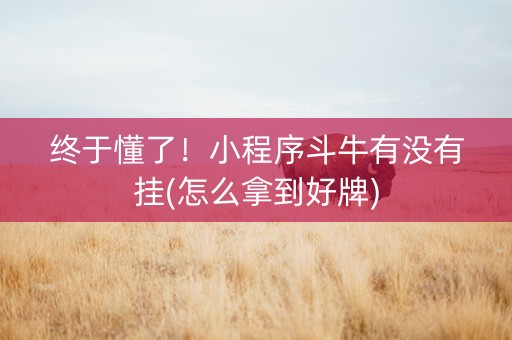 终于懂了！小程序斗牛有没有挂(怎么拿到好牌)