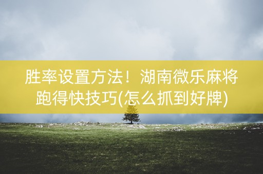 胜率设置方法！湖南微乐麻将跑得快技巧(怎么抓到好牌)