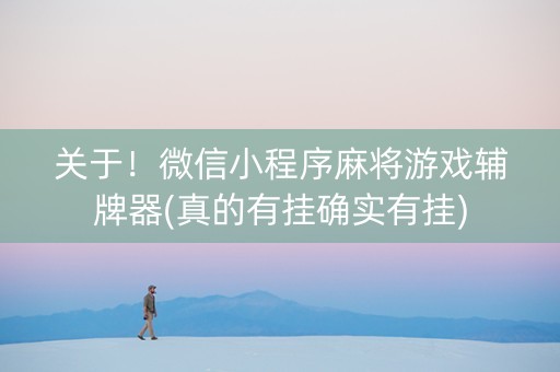 关于！微信小程序麻将游戏辅牌器(真的有挂确实有挂)