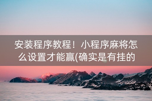 安装程序教程！小程序麻将怎么设置才能赢(确实是有挂的)