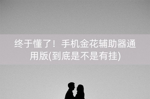 终于懂了！手机金花辅助器通用版(到底是不是有挂)