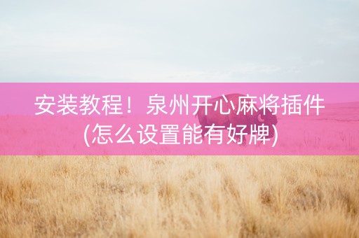安装教程！泉州开心麻将插件(怎么设置能有好牌)