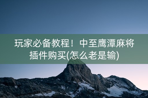 玩家必备教程！中至鹰潭麻将插件购买(怎么老是输)