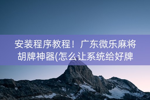 安装程序教程！广东微乐麻将胡牌神器(怎么让系统给好牌)
