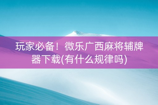 玩家必备！微乐广西麻将辅牌器下载(有什么规律吗)
