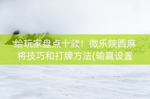 给玩家盘点十款！微乐陕西麻将技巧和打牌方法(输赢设置胡牌规律)