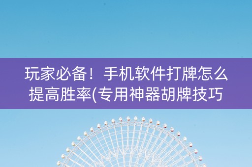 玩家必备！手机软件打牌怎么提高胜率(专用神器胡牌技巧)