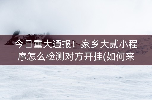 今日重大通报！家乡大贰小程序怎么检测对方开挂(如何来好牌)