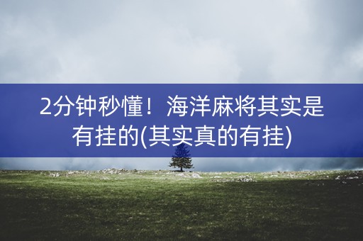 2分钟秒懂！海洋麻将其实是有挂的(其实真的有挂)