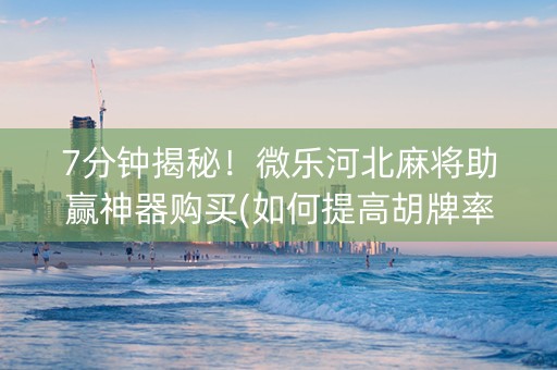 7分钟揭秘！微乐河北麻将助赢神器购买(如何提高胡牌率)