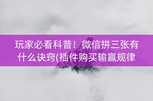 玩家必看科普！微信拼三张有什么诀窍(插件购买输赢规律)