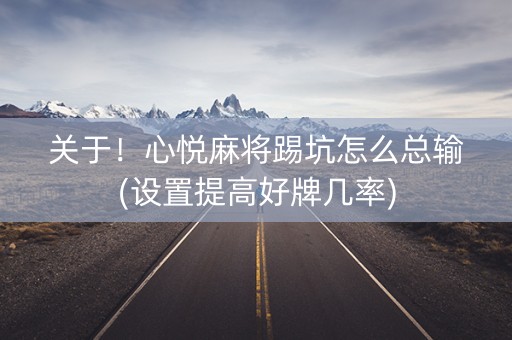 关于！心悦麻将踢坑怎么总输(设置提高好牌几率)
