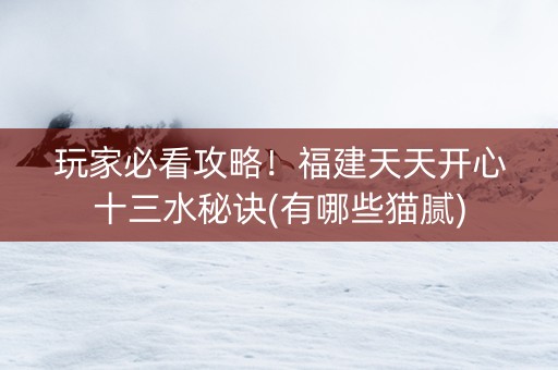 玩家必看攻略！福建天天开心十三水秘诀(有哪些猫腻)