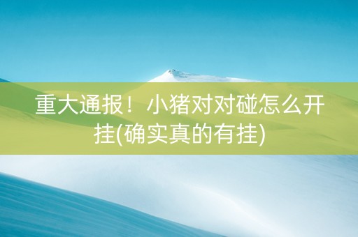 重大通报！小猪对对碰怎么开挂(确实真的有挂)