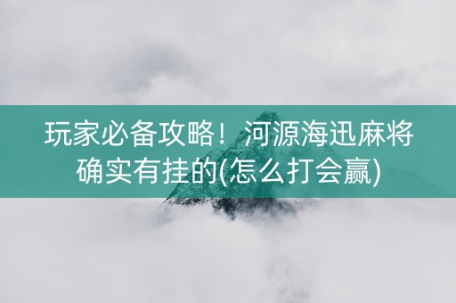 玩家必备攻略！河源海迅麻将确实有挂的(怎么打会赢)